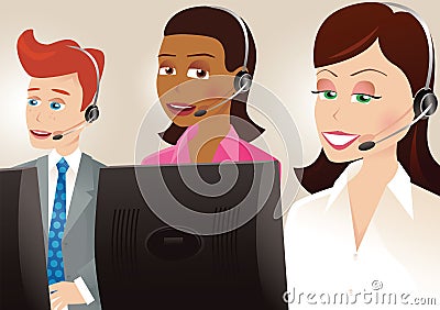 Call centre workers Vector Illustration