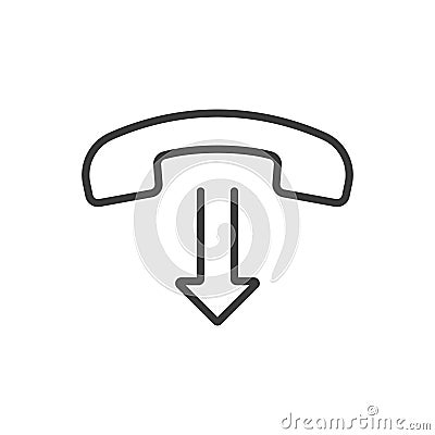 Call dropped, icon in line design. Call, dropped, phone, disconnect, signal, error, mobile on white background vector Vector Illustration