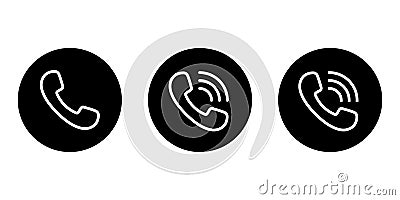 Call, handset line icon vector on black circle Vector Illustration