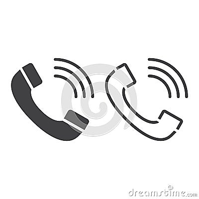 Call line icon, phone outline and solid vector sign, linear Vector Illustration