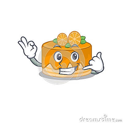 Call me funny orange cake cartoon character concept Vector Illustration