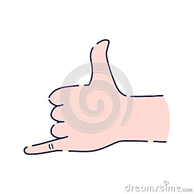 Call me hand gesture line icon. Shaka brah symbol. Pictogram for web page, mobile app, promo. UI UX GUI design element. Editable Stock Photo