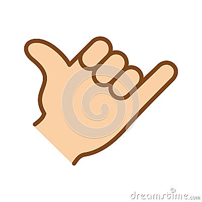Call me hand icon. Palm with a straightened little finger and a thumb. Hand gesture Vector Illustration