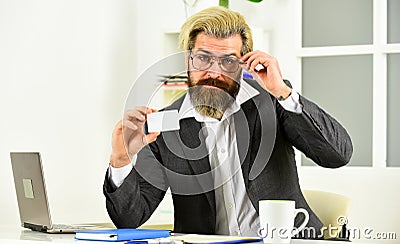 Call me. Ready to help. Nice to meet you. Business contact. Handsome man startup business. Business communication Stock Photo