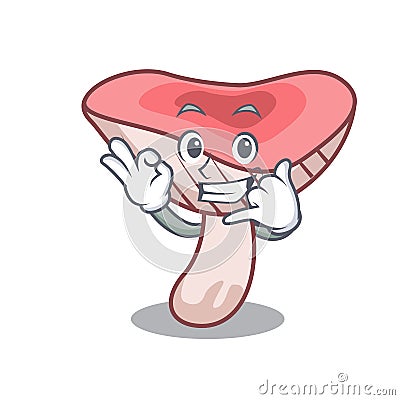 Call me russule mushroom mascot cartoon Vector Illustration