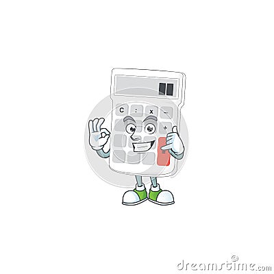 Call me white calculator cartoon character with mascot Vector Illustration