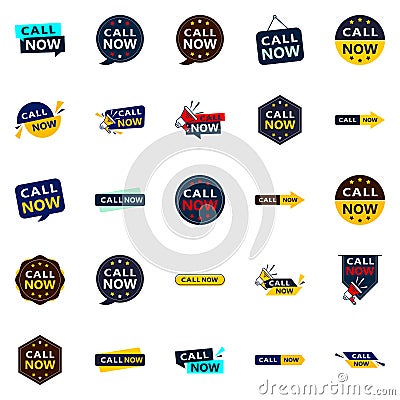 Call Now 25 High quality Typographic Elements to drive phone calls Vector Illustration