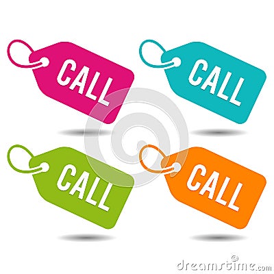 Call price Tags on white background Stock Photo