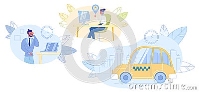 Connection between Taxi Dispatcher and Client Stock Photo