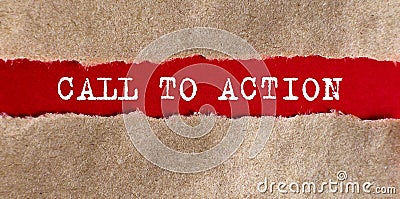 CALL TO ACTION text appearing behind on torn paper Stock Photo