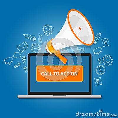 Call to action button marketing online design page Vector Illustration