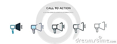 Call to action icon in different style vector illustration. two colored and black call to action vector icons designed in filled, Vector Illustration