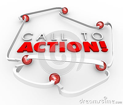 Call to Action System Network Connected Balls Marketing Advertising Customer Response Stock Photo