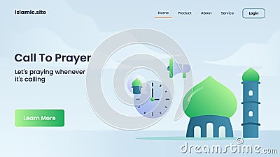 Call to prayer for website template landing or homepage design Vector Illustration