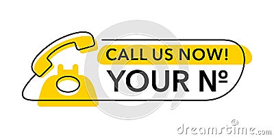 Call us Now. thin line template for phone number Vector Illustration