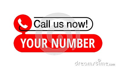 Call us now web button in website header Vector Illustration