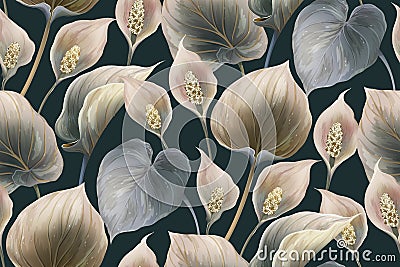 Calla flowers seamless pattern background Vector Illustration