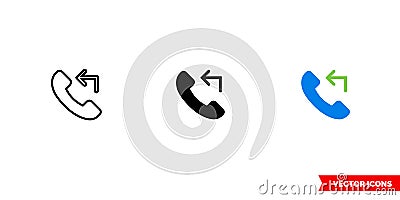 Callback icon of 3 types color, black and white, outline. Isolated vector sign symbol Stock Photo