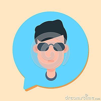Callcenter man support online operator, customer and technical service icon, chat concept, flat design Vector Illustration