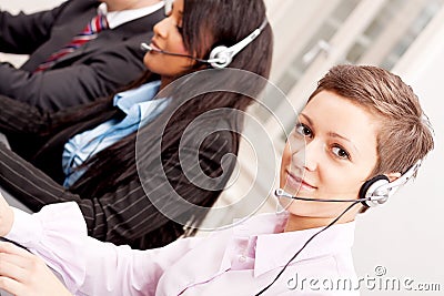 Callcenter service communication in office Stock Photo