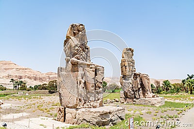 Colossi of Memnon Amenhotep III in Luxor, Egypt Editorial Stock Photo