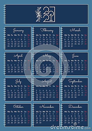 calendar 2021 Vector Illustration