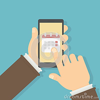 Callendar in smartphone. Vector Illustration