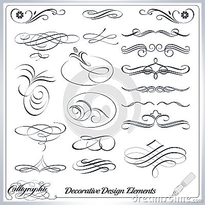 Calligraphic Decorative Design Elements Vector Illustration