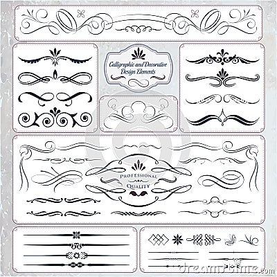 Calligraphic Decorative Design Elements Vector Illustration