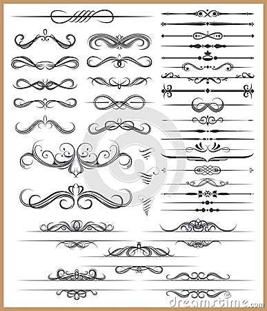 Calligraphic decorative elements Vector Illustration