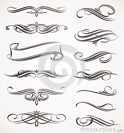 Calligraphic design elements Vector Illustration