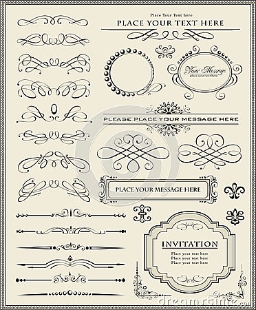 Calligraphic design elements and page decoration Vector Illustration
