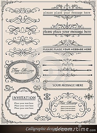 Calligraphic design elements and page decoration Vector Illustration