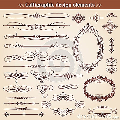 Calligraphic Design Elements And Page Decoration Vector Illustration