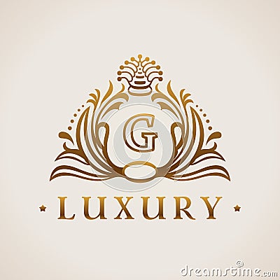 Calligraphic flourishes Luxury Logo template elegant ornament Vector Illustration