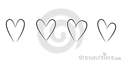 Calligraphic love heart sign. Vector Romantic illustration symbol join, passion and wedding. Vector Illustration