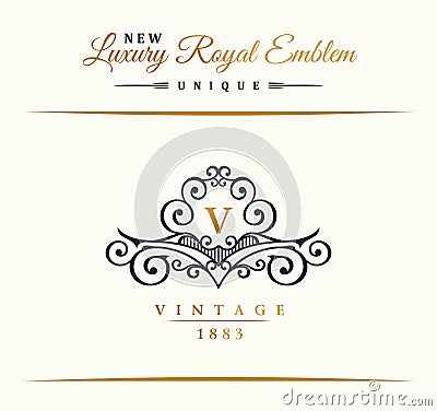 Calligraphic Luxury line logo. Flourishes elegant emblem monogram. Royal vintage divider design Vector Illustration