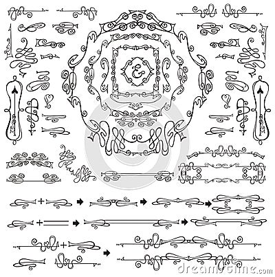 Calligraphic Royal Design Elements. Frames Vector Illustration