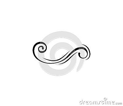 Calligraphic scroll line, swirl, wave, divider, design element. Weddign, card, Christmas. Vector. Vector Illustration