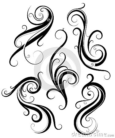 Calligraphic scrolls design elements Vector Illustration