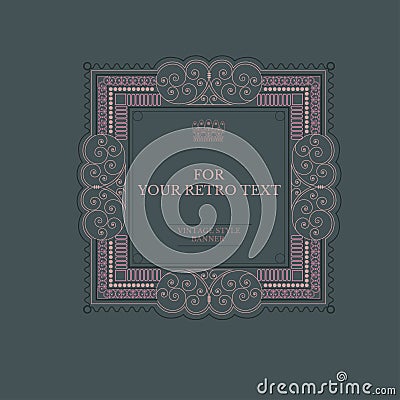 Calligraphic square frame from lines pattern Vector Illustration