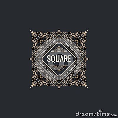 Calligraphic square Ornament Frame Lines. Restaurant menu. Luxury vintage ornate greeting card with typographic design. Vector Illustration