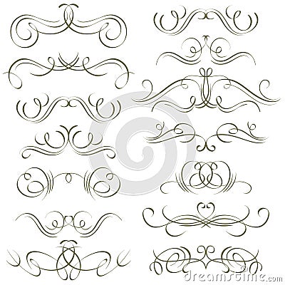 Calligraphy decorative borders, ornamental rules, Vector Illustration