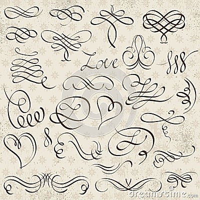 Calligraphy decorative borders, ornamental rules, dividers Vector Illustration