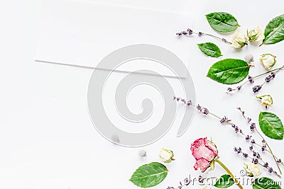 calligraphy floral pattern top view mock up Stock Photo