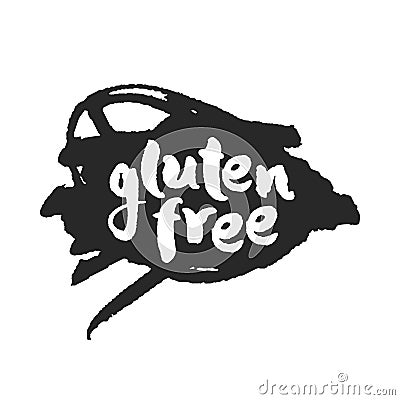 Calligraphy Gluten Free Label on a Black Scribble Vector Illustration