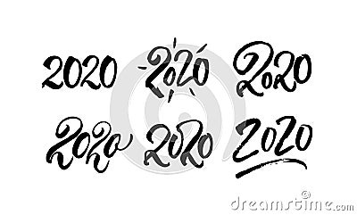 2020 calligraphy handwriting numbers. vector isolated on white background. Calendar 2020 Vector Illustration