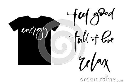 Calligraphy text for t-shirt women design, feminine internet shop. Curve lettering for original collection, fashion brand. Hand sk Vector Illustration