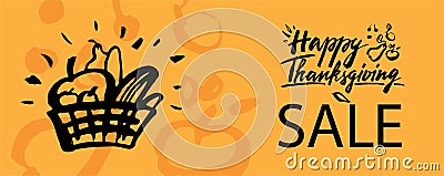 Calligraphy Thanksgiving SALE banner Cartoon Illustration