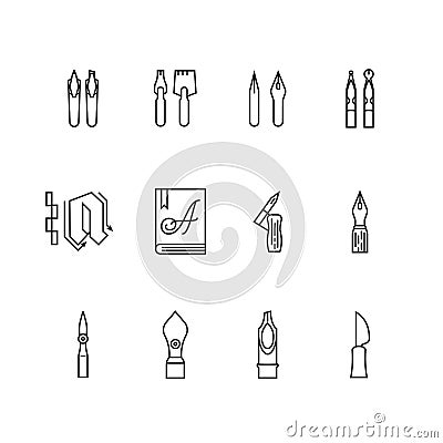 Calligraphy vector icon set Vector Illustration